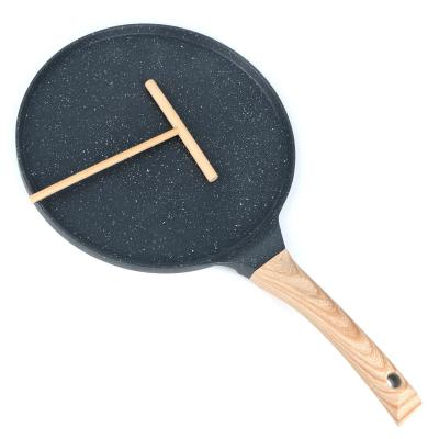 Po�le � Cr�pes 26 cm Cr�pi�re avec Manche en Bois Induction Acier Inoxydable