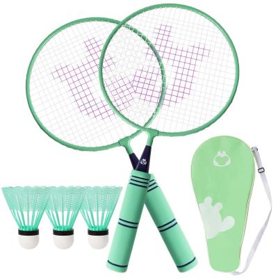 Vert Ensemble de Badminton pour Enfants 1 Paire de Raquettes Acier Alli�