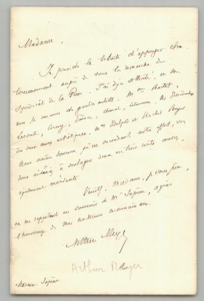 Arthur Meyer   Lettre autographe sign�e   Vente de charit� de la Presse   1917