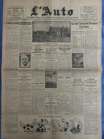 Journal L'Auto 25 Juin 1929   Pr�sentation Tour de France 1929 & Grand Prix Auto