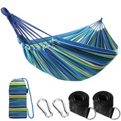 Hamac d'Ext�rieur de Camping Toile Portable avec Sangles Bleu - Jaune - Vert