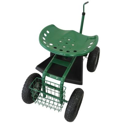 Si�ge pour Jardin Robuste Mobile Vert avec Panier et Bac � Outils - Gants GRATIS