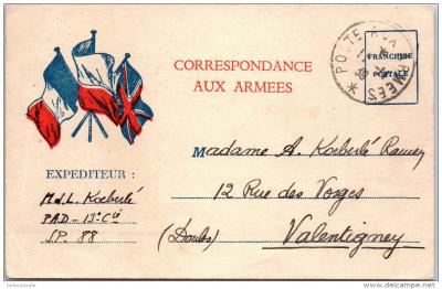 MILITARIA   carte de correspondance aux armees