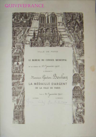 DIPL219   Silver Medal Diploma From The City Of Paris 1964