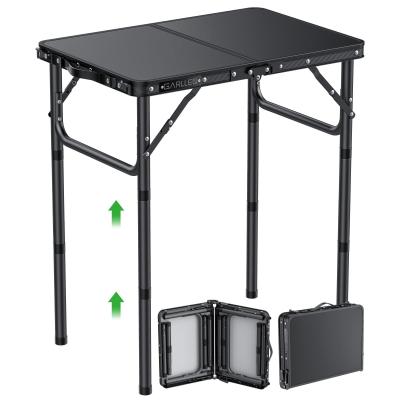 Table de Camping Pliante 58x40x 26-48-70 cm en Aluminium Pique nique Noir