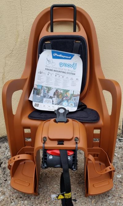 Polisport Groovy si�ge enfant v�lo arri�re montage sur cadre marron harnais