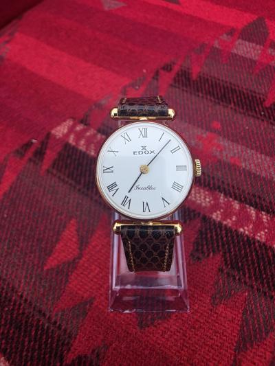 Montre Vintage Femme EDOX M�canique Incabloc Plaqu�e Or   Bracelet Origine