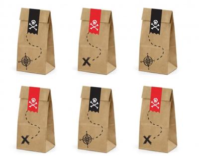 Sacs Cadeaux Pirates pour Anniversaire Naturel Lot de 6