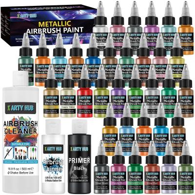 Peintures M�tallis�es pour A�rographe Appr�t Noir et Diluant 120 ml Kit de 36