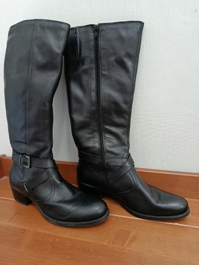 Difontana bottes femme cuir noires 40 fermeture �clair boucle talon bloc bas