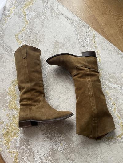 S�zane Bottes hautes femme daim marron low Gabrielle EU 37 talon bout pointu