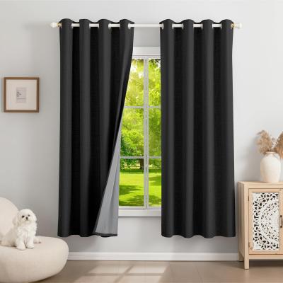 100% Rideau Occultant Lin Thermique Isolant Anti Chaleur et Froid Noir
