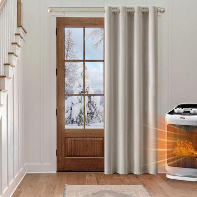 Rideau Occultant Thermique Salon Oeillets 140x225cm Taupe Naturelle Polyester