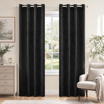 Rideaux Occultant Thermique Isolant Lot de 2 140x245CM Noir Panneaux Polyester