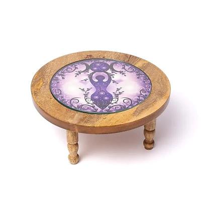Table d'Appoint en Bois de Manguier avec Verre � 30 cm Hauteur 12,5 cm Poids