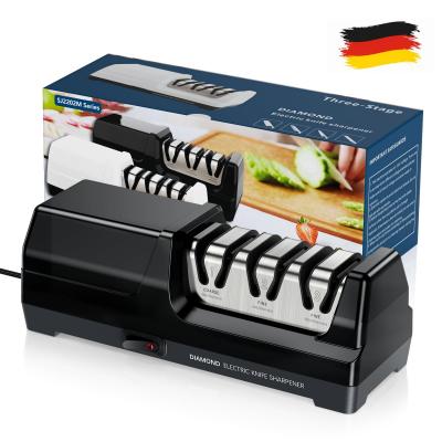 Aiguiseur de Couteaux �lectrique Professionnel � 3 Niveaux Noir Aluminium