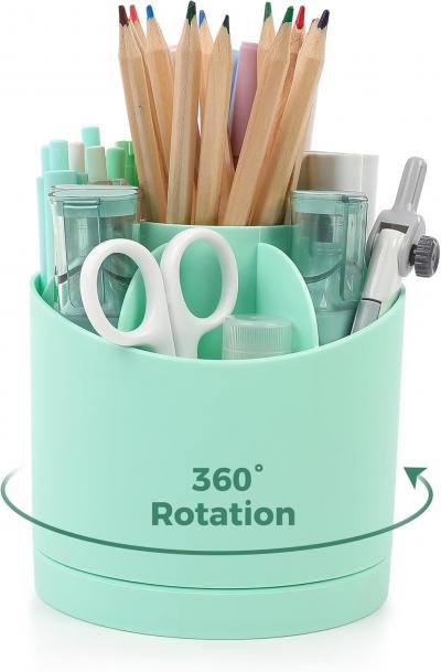 Vert Organiseur de Bureau Rotatif � 360 � avec 7 Compartiments Turquoise