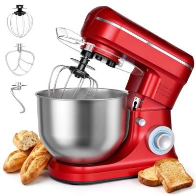 Robot P�tissier 1500W 6L Inox 6 Vitesses Pulse P�trin Fouet Batteur Rouge
