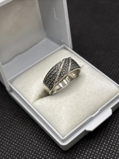 Ancienne Bague En Argent Massif 925 Jonc Alliance Anneaux Cr�ateur Strass