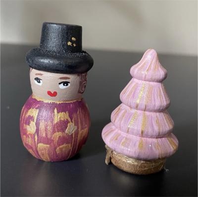Lot 2 f�ves de collection th�me No�l : personnage    sapin rose