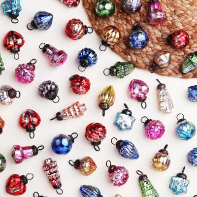 Lot de 25 D�corations de No�l en Verre Vieilli Retro Multi Mini