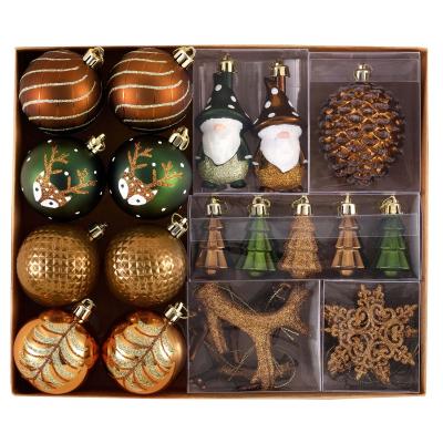 Boules de No�l Incassables pour D�corations Vert Cuivr� Bronze Lot de 40