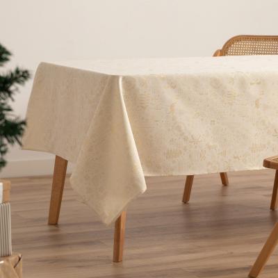 Nappe de No�l Jacquard Fil Dor� Table � Manger Rectangulaire D�coration Ecru