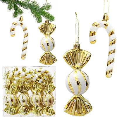 D�corations de Sapin de No�l Dor�es � Paillettes XXL dor� & Blanc Lot de 12