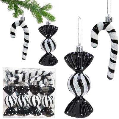D�corations de Sapin de No�l � Paillettes Noir et Blanc Taille Lot de 12