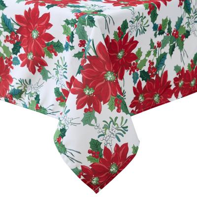 Nappe D�corative Infroissable et Anti Taches Motif Floral de No�l Polyester