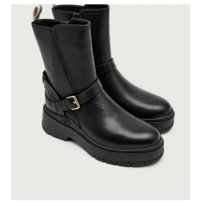 Liu Jo bottines femme cuir noir EU 37 plateforme bout rond boucle zip