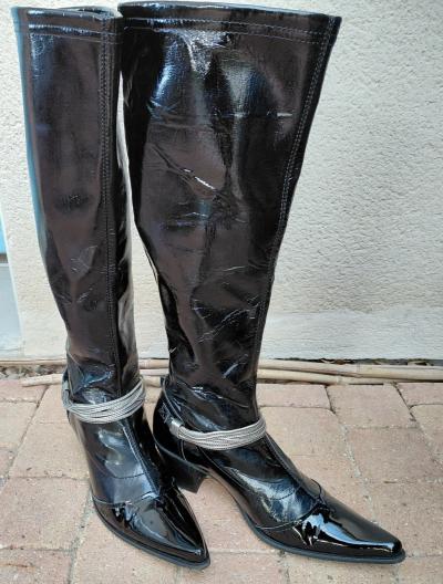 Superbes bottes noires brillantes femme SAN MARINA P 39 �tat neuf