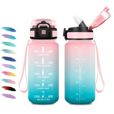 Gourde 500ml Bouteille d'Eau avec Marqueur de Temps et Paille �tanche Plastiques