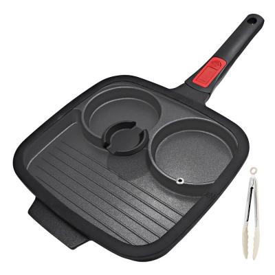 Po�le 3 Compartiments 26 x 24 cm avec Couvercle Noir Frire Casseroles
