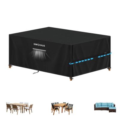 Housse Table Jardin Protection Salon Imperm�able Noir Tissu Oxford 420D