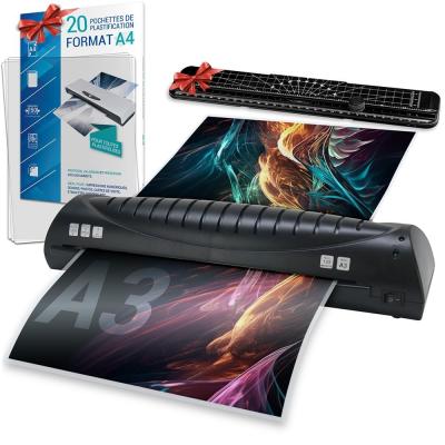 Plastifieuse A3 avec 20 Pochettes A4 et un Coupe Papier Inclus Machine Noir