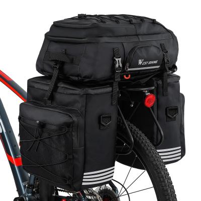 48L Sacoche V�lo Porte Bagage Arri�re 3 en 1 Double Noir Polyester