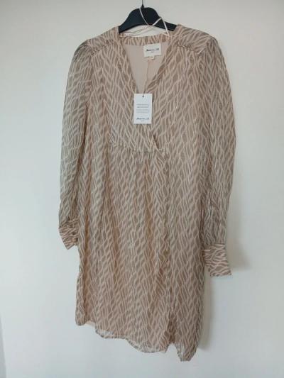 Robe Maison 123 Neuf T38 M Beige Rose Lurex Dore Oiseau NWT Party Dress