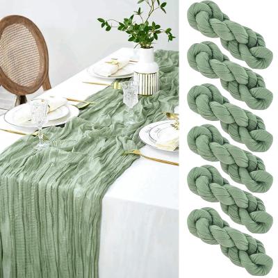 Chemin de Table Vert Sauge 6 Pi�ces Linge Literie Maison 90 x 300 cm Polyester