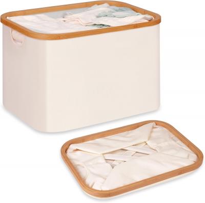 Panier � Linge Pliable 60L, Tissu Bambou Panier De Rangement Pliable, Rangement