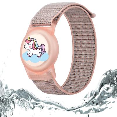 Bracelet Enfant pour Airtag �tanche �tui de Protection Cheval Rose Nylon