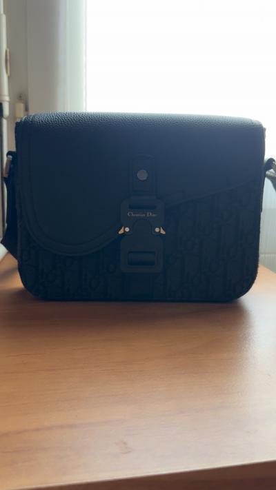 Dior Sacoche En Toile Jacquard Oblique Noire