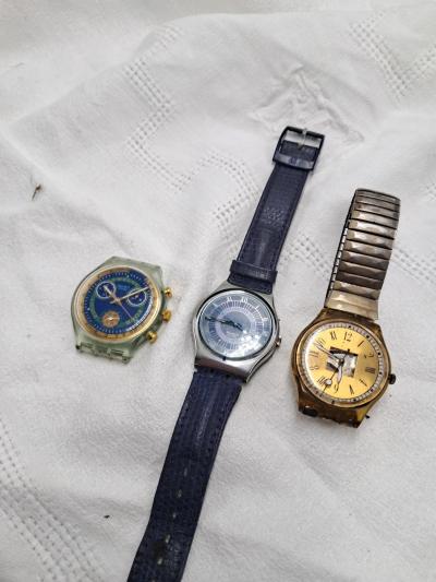 Lot 3 Montres Swatch Vintage Ann�es 90 Chrono Irony Swiss Made Collection