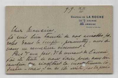 Lucien Daudet   Carte autographe sign�e   Victor Margueritte, Le Peuple   1923
