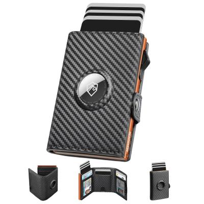 Portefeuille pour Homme Apple Airtag RFID Smart Wallet M�tal A005 noir et Orange