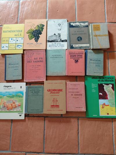 Lot 15 livres scolaires anciens G�o Histoire Sciences CREPS Grammaire Maths 1930