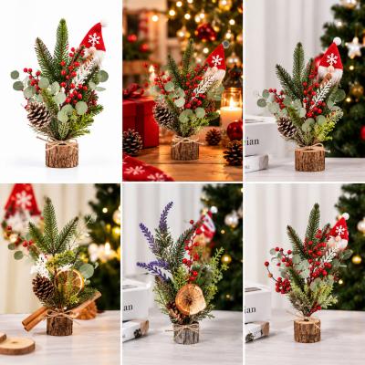 D�coration de No�l Mini Sapin Artificiel Centre de Table Bois et Pommes de Pin