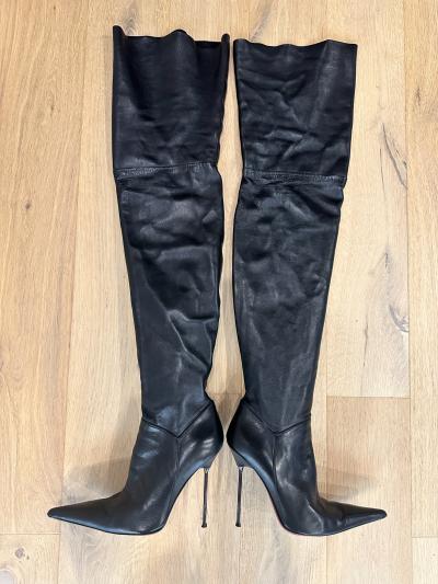 Santa  Cruz OTK boots 13 cm 40 Black leather leder metal high heels Lorenzi