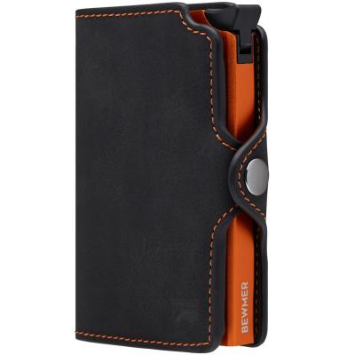 Porte Cartes de Cr�dit 1 �cran Portefeuille Slim pour Homme Noir Rouge Uni
