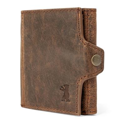 Hamburg Portefeuille Slim en Cuir avec Protection RFID Mini Portemonnaie Brun